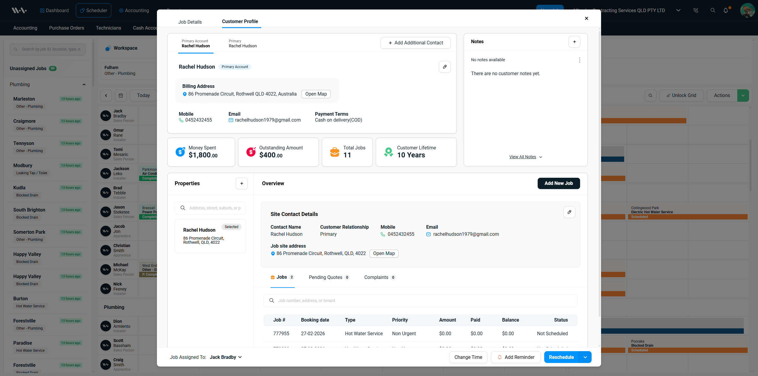 Wurk Box Customer Profile — contact details, spend history, and job records